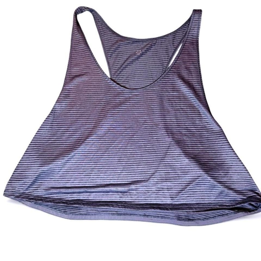 Lululemon Gray Striped Sheer Mesh Racerback Crop Tank Top Womens Size 4
